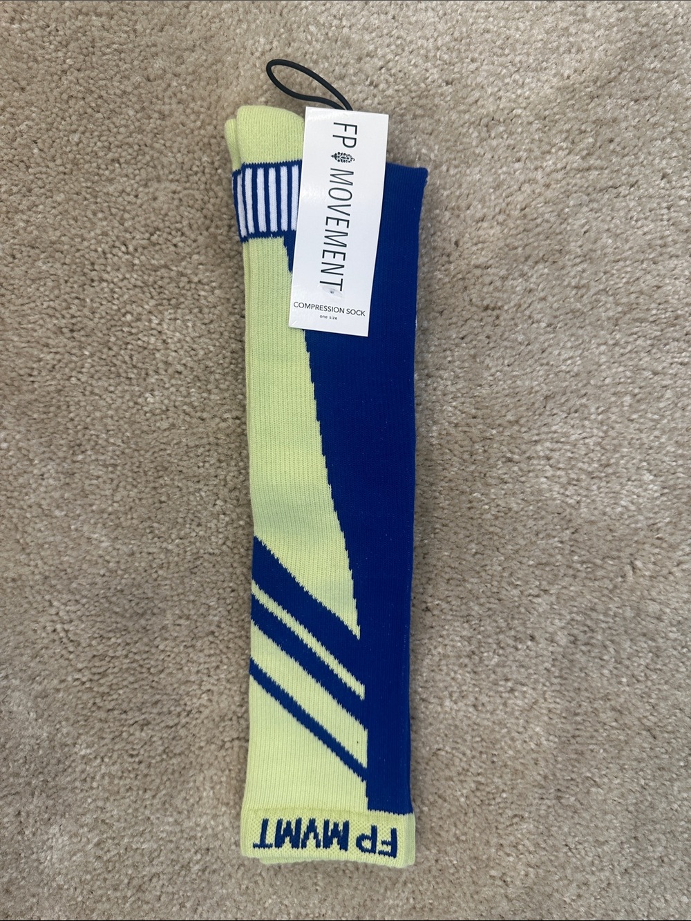 Free People Movement Compression Socks - Lime and Royal Blue- One Size